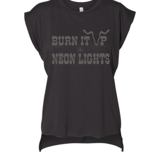 burn it up, like neon lights, concert, festival, muscle, tee, t-shirt, Canyon Skye, country, summer 