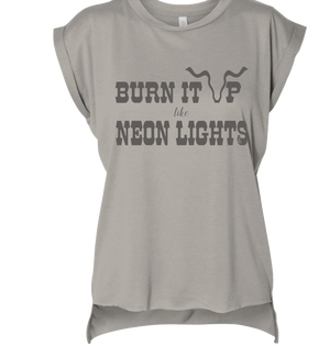 burn it up, like neon lights, concert, festival, muscle, tee, t-shirt, Canyon Skye, country, summer 